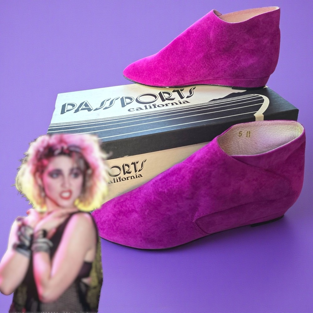 Vintage 80s Passports California Suede Booties – Stick Up Magenta – Size 5 M...